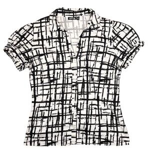 Y2K Apt. 9 Black & White Abstract Button-Up Top